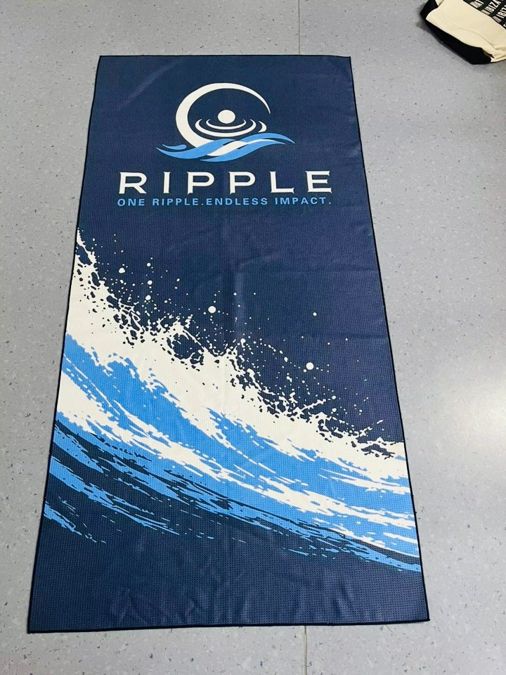 Original Ripple navy towel with blue and white water artwork